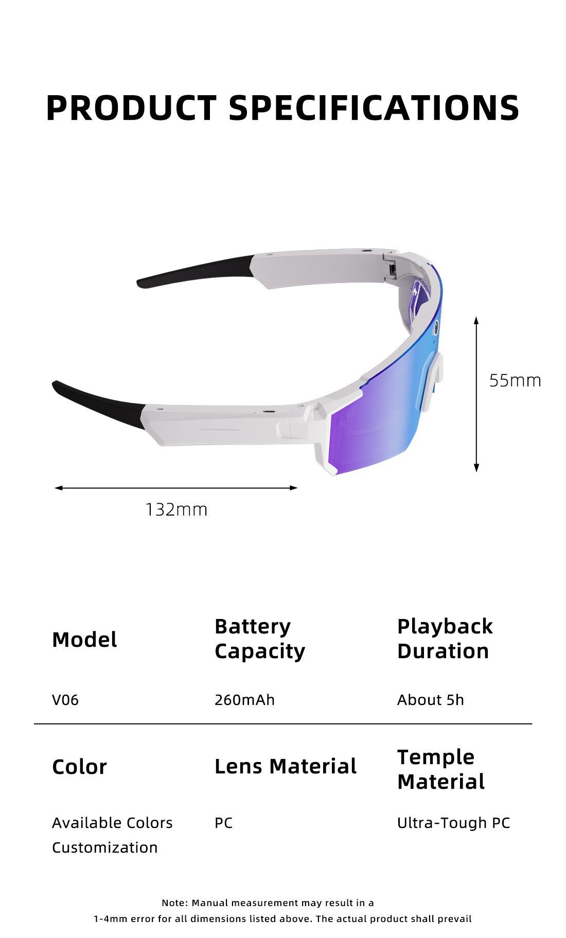AI Smart Sports Camera Glasses: 2K Video/Photo + 260mAh Long Battery + HD Calls | Waterproof for Cycling/Skiing/Hiking | Easter gift