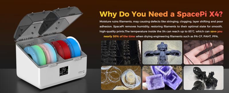 Creality SpacePi X4L Filament Dryer Box, 4-Spool Capacity, Rapid 75℃ Heating