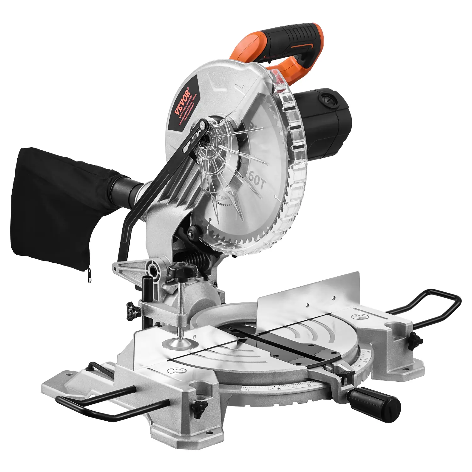 【Summerfinds】VEVOR Compound Miter Saw,10-Inch Blade15 Amp Motor60-ToothCorded Single Bevel 0-45°LED Precision AlignmentAngle AdjustableLightweight Cast Aluminum Basefor WoodComposite Decking, Wood Cutting Machine, Precision Scale, Home Renovation