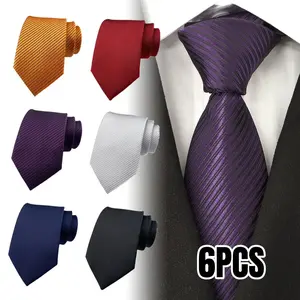 6pcs men's business tie set, jacquard woven classic tie, suit accessory, suitable for weddings, graduation ceremonies, business occasions, and Father's Day