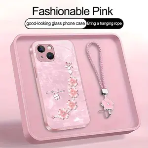 Suitable for [iPhone 15] high-end women's phone case🤩，a beautiful four-leaf clover lanyard is included🍀, exquisite and high-quality, affordable price, drop-resistant and fingerprint-proof 995