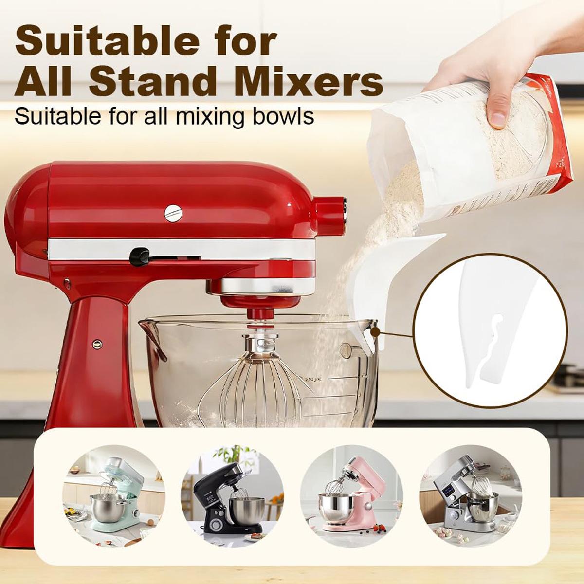 Tilt-Head Stand Mixer Flour Funnel, 4.5-5 Qt Bowl Fit, Dishwasher-Safe Baking Tool for Bakers, Convenient Household Kitchen Appliance Accessory for Dry & Wet Ingredients to Boost Baking Efficiency & Mixing Process toolupgrade Tilt-Head Stand Mixer Flour Funnel, 4.5-5 Qt Bowl Fit, Dishwasher-Safe Baking Tool for Bakers, Convenient Household Kitchen Appliance Accessory for Dry & Wet Ingredients to Boost Baking Efficiency & Mixing Process toolupgrade