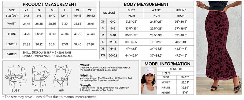 BTFBM Womens Floral Mesh Midi Skirt Elastic High Waisted Boho Elegant Mermaid Summer Fall Long Skirts for Women