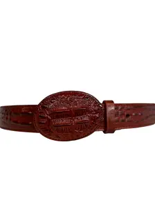 Imitation Caiman Hornback Belt - Brick