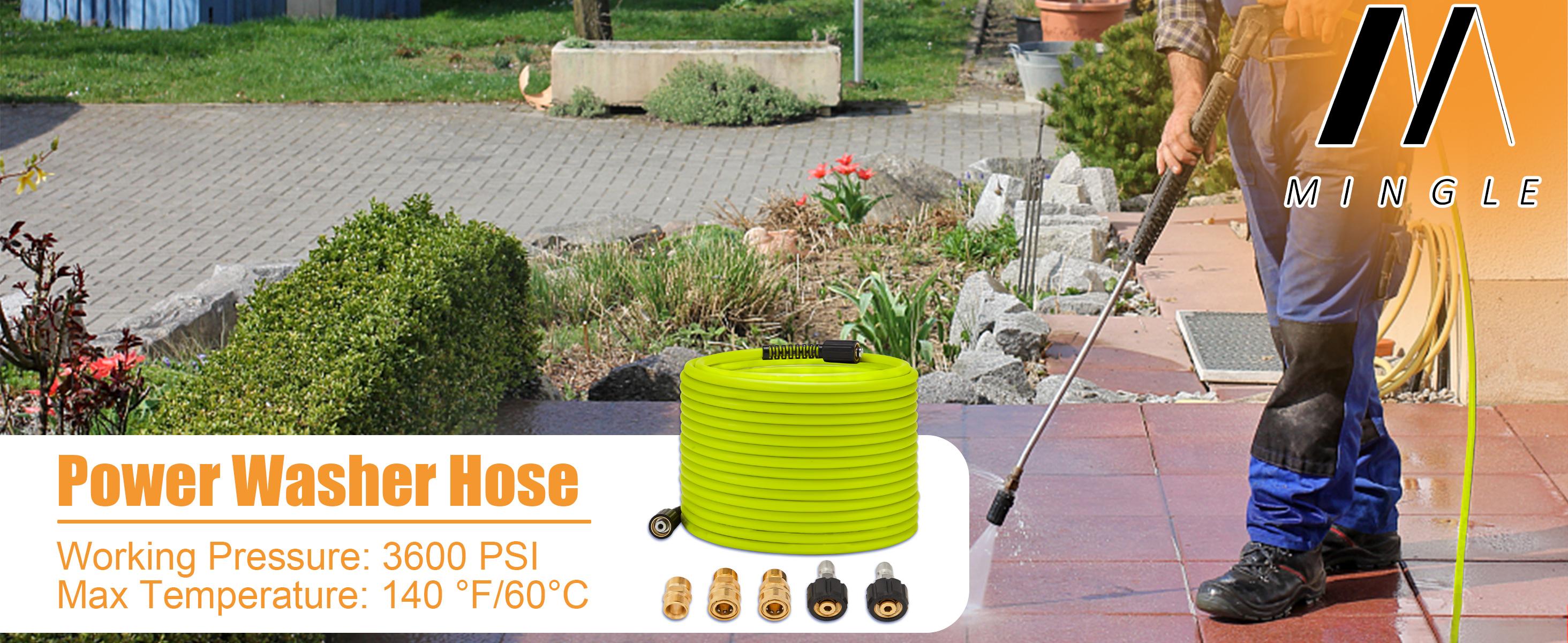 M MINGLE Pressure Washer Hose 50 FT x 1/4" - Replacement Power Wash Hose with Quick Connect Kits - High Pressure Hose with M22 14mm Fittings - 3600PSI, ChristmasGift