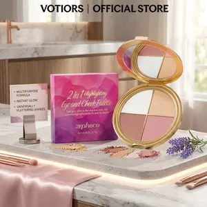 3 in 1 Eye & Cheek Makeup Palette, Eyeshadow Blush and Highlighter Makeup Palette, Long Lasting Highly Pigmented Blendable, Professional Travel Size Make Up Pallet for Daily Makeup