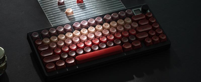 Womier PBT Keycaps, Red Jelly Keycap Berry Kiss Theme MOA Profile, 128 Keys Elegant Cute Custom Key caps for 61/68/84/87/98/100 Cherry Gateron MX Mechanical Keyboards