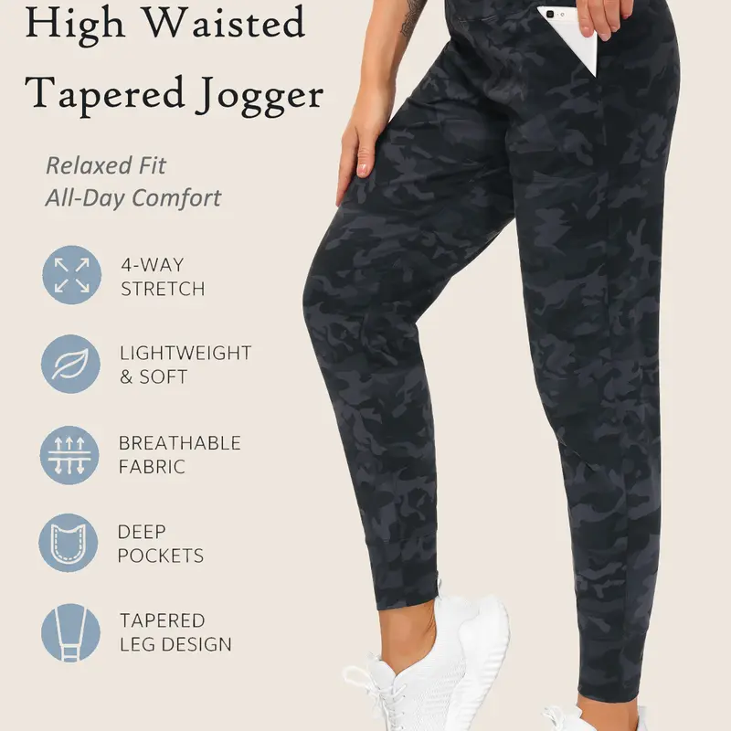 【THE GYM PEOPLE】Women's Joggers Pants Lightweight Athletic Leggings Tapered Lounge Pants for Workout, Loose Wide Leg Yoga Pants, Yoga, Running