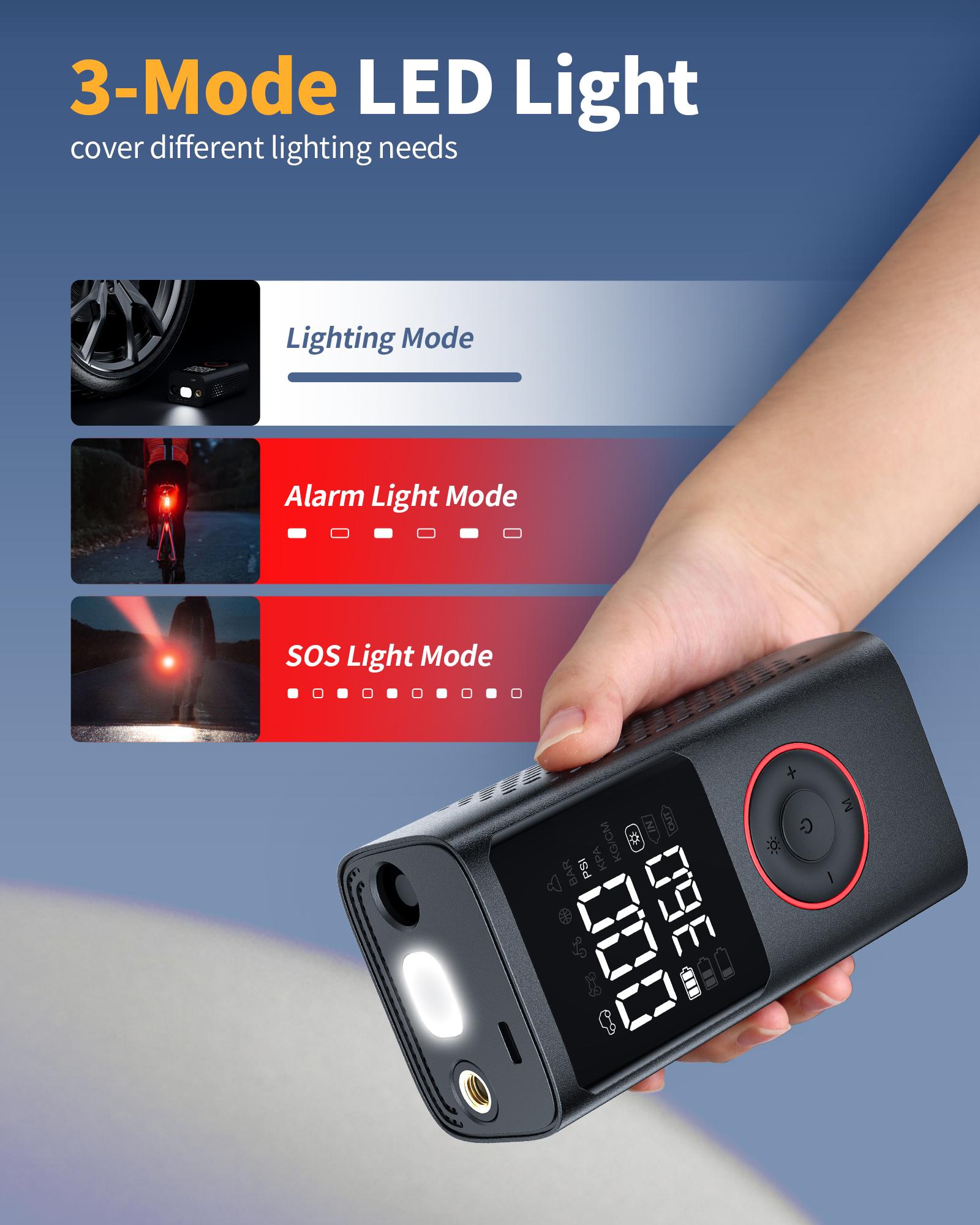 Powools  Cordless Tire Inflator Portable Air Compressor with Large Capacity Battery Wireless Digital Display Enhanced Safety Features for Cars & Inflatables