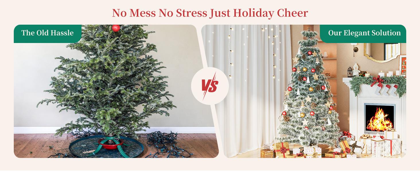 Sweet Furniture Plus Pre-lit Artificial Christmas Tree, Realistic Shape Color, Perfect Home Office Garden Decoration, Fits Indoors Outdoors Sturdy Metal Base