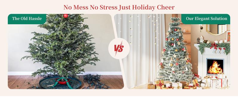 Sweet Furniture Plus Pre-lit Artificial Christmas Tree, Realistic Shape Color, Perfect Home Office Garden Decoration, Fits Indoors Outdoors Sturdy Metal Base