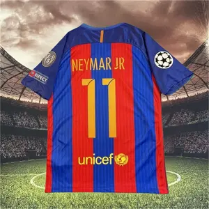 16 17 Barca Home Red Blue 11 Neymar Short Sleeve Soccer jersey