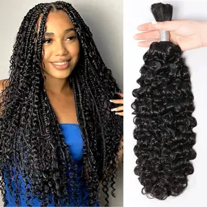 Msgem Hair Boho Human Braiding Hair Burmese Curly Bulk for Daughter/Friend For Bohemian Knotless Braids Natural Curly End No Weft 1/3 Bundles 100g/1 Bundle 1B Natural Black Color Salon-Quality