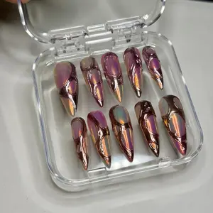 3D Chrome Press On Nails: Aurora Metal Nails