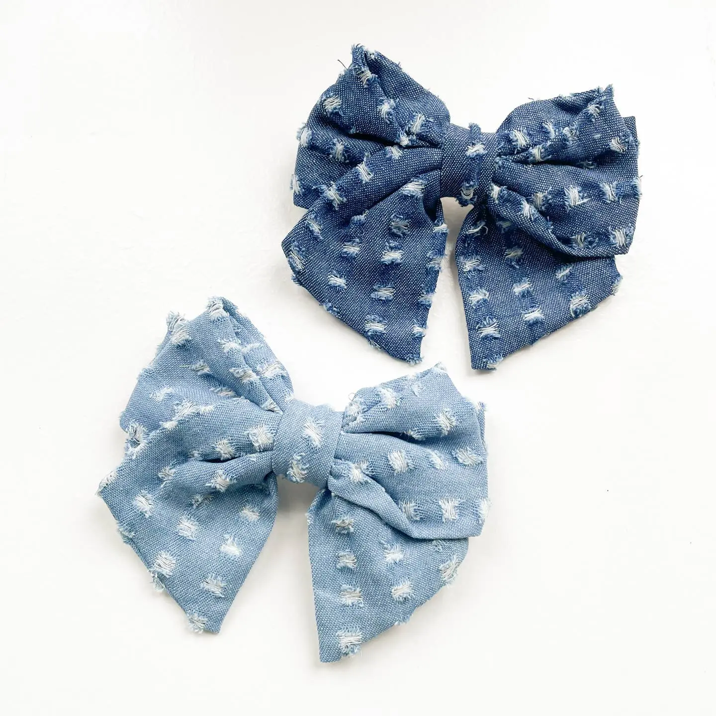 denim bow clip