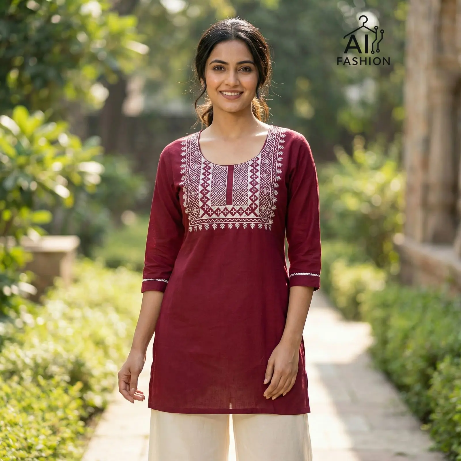 Kurti Top for Lady with Classy Ethnic Embroidery | Gorgeous Heavy Rayon Tunic, Ready to Wear Blouse with Comfortable 3/4 Sleeve, Blouses Shirts Tops, Elegant