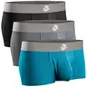 Men's Modal Boxer Briefs 3-Pack - 3-Inch Inseam, Stretchy, Black/Cyan/Grey Men's Underwear