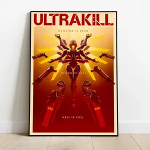 Ultrakill Poster Unframe Gaming Wall Art Retro FPS Video Game Print Decor