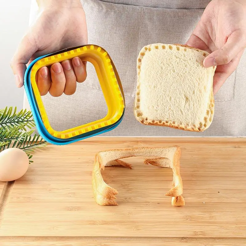 Stainless Steel-Plastic Square Bakeware Sandwich Cutter & Sealer - Baking Accessories Utensils with Dinosaur Design, Simple Press to Shape and Seal, Bread Decruster for Kids' Bento Boxes, DIY Cookie/Bread/Pancake Maker, Deodorant, Adults