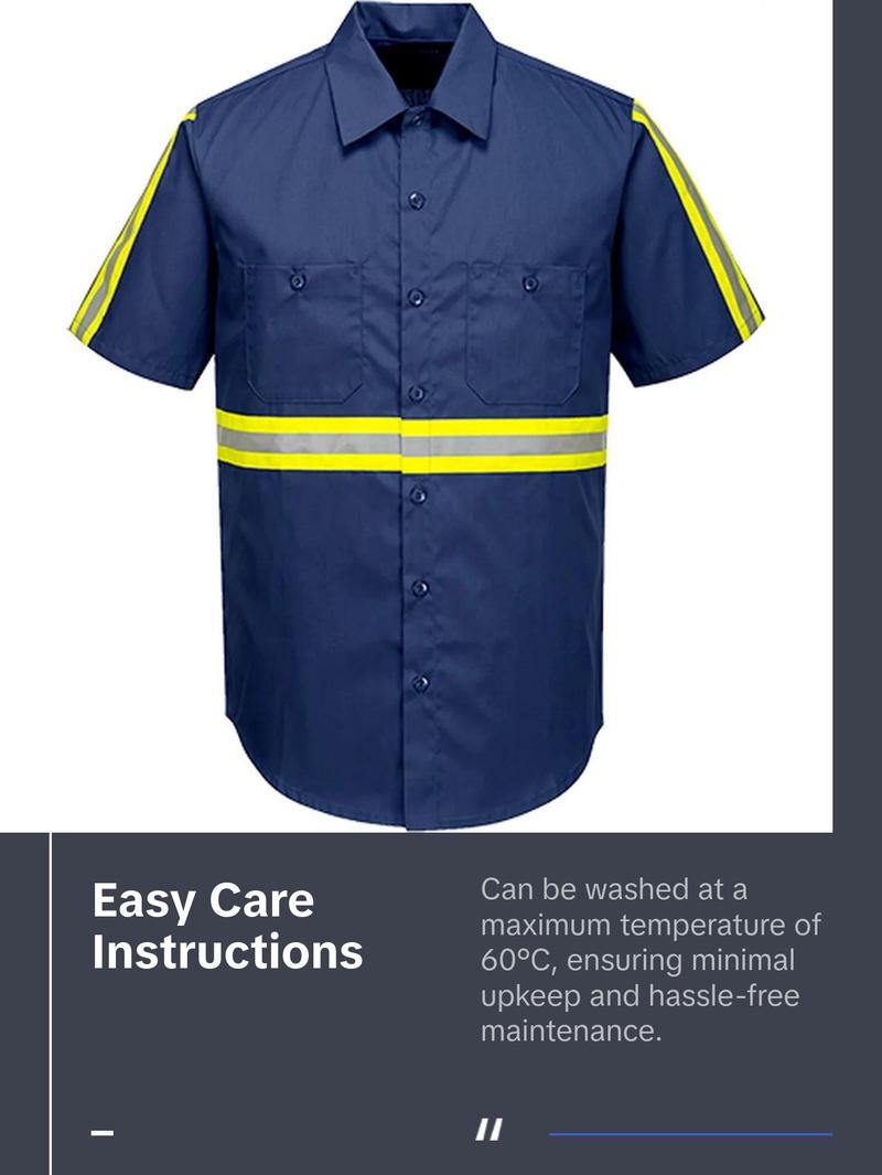 F124 Mens Reflective Iona Xtra Short Sleeve Work Shirt Navy, 4X-Large