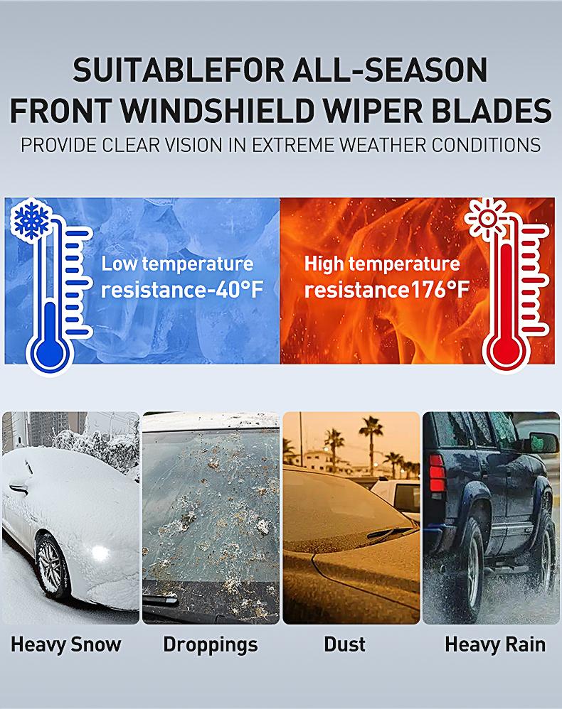 ITUTN Ultra Quiet Frameless Wipers Blades - OEM Quality, wiper champion,heavy rain wipers,Streak-Free | 5 Adapters, Fits 99% Vehicles, All-Season universal quiet windshield wipers,Easy Install,Car Parts,Auto Parts