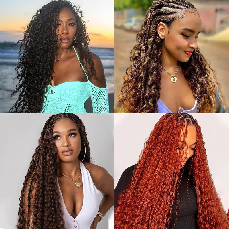 Deep Wave Bulk 100% Human Hair For Braiding No Weft Bundle Natural Black Virgin Hair Boho Braids #P4/27 Trendy In Summer Extensions 100G/Pc