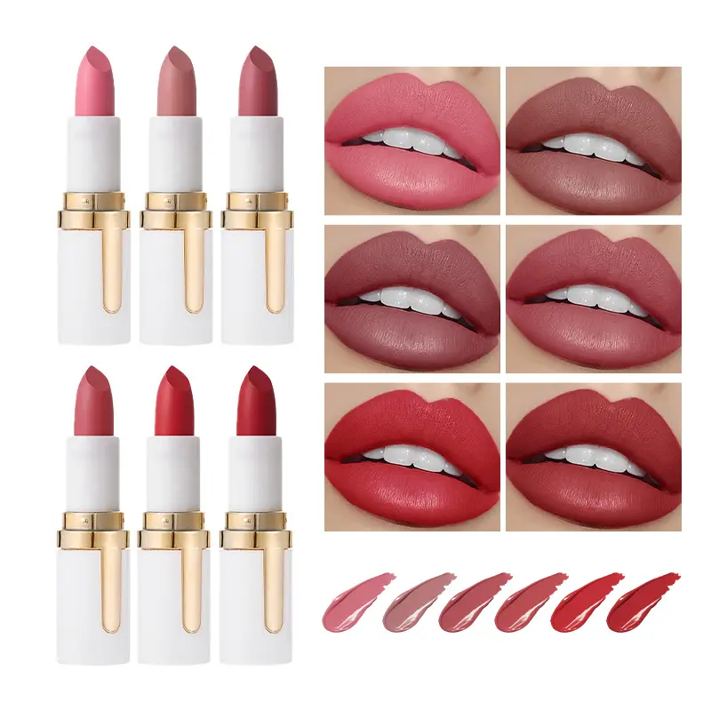 Women's Matte Velvet Rich Pigment Flawless Lipstick - Luxury White Gold Tube, Long-Lasting Formula for Makeup