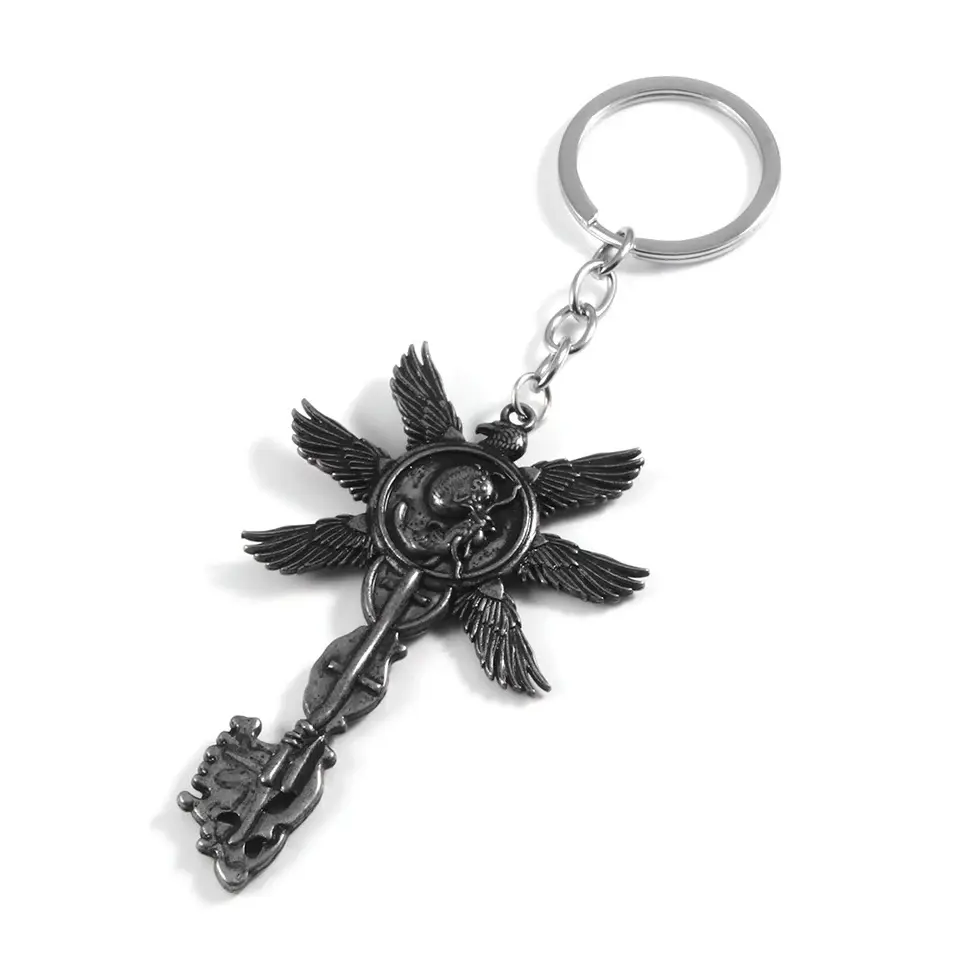 Vintage Six Winged Emblem Keychain Metal Symbol Pendant Key Ring Bag Car Accessory Gift for Women Men