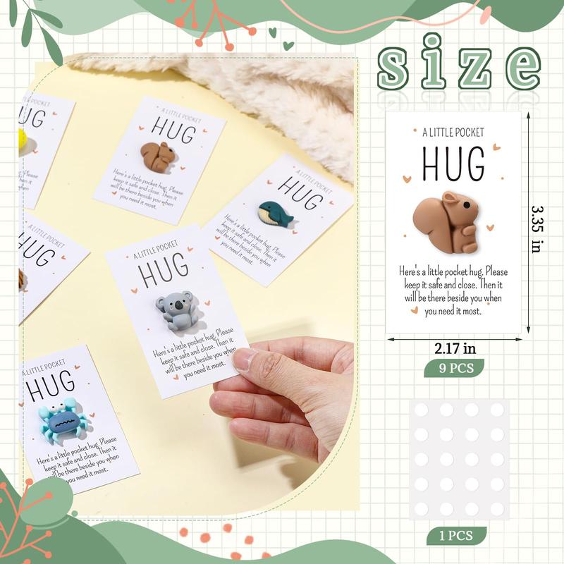 9/20/50 Pcs Pocket Hug for Easter Basket Stuffers Mini Resin Animals with Card Easter Party Gifts for Students Friends Easter Exchange Gift Employee Appreciation Gift Inspirational Gifts for Family Colleagues Thanksgiving Day Gift