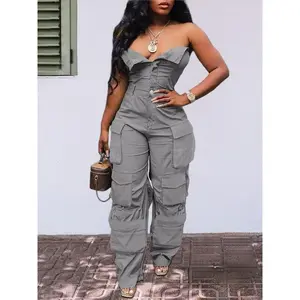 [US Shipping] MW Shiny Women's Solid Color Work Jumpsuit - Functional Utility Jumpsuit with Pockets and Detachable Apron