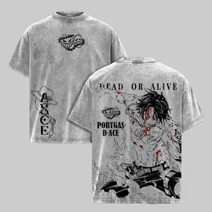 ACE Vintage Tee – Anime T-Shirt & Hoodie, Double Printed Oversize Lightweight Acid Washed Tee, Graphic Tee, Anime Merch, Outfits Men