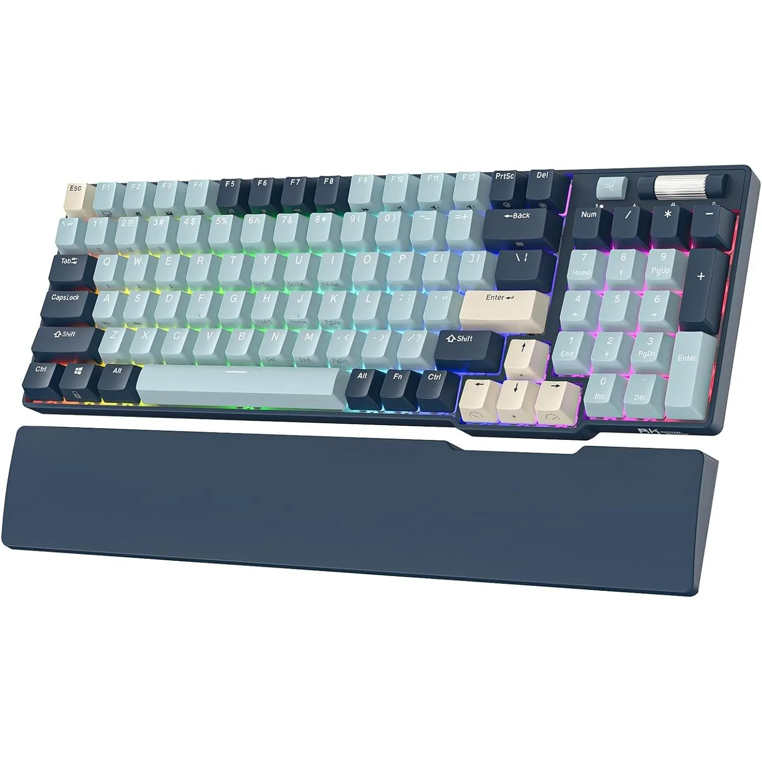 RK ROYAL KLUDGE RK96 RGB Limited Ed 90% 96-Key Wireless Triple-Mode Gaming Keyboard - BT5.0/2.4G/USB-C Hot Swappable, Ergonomic Red Switch, Included Wrist Rest, Software Support, Large Battery, Forest Blue,back to school,back to school shopping