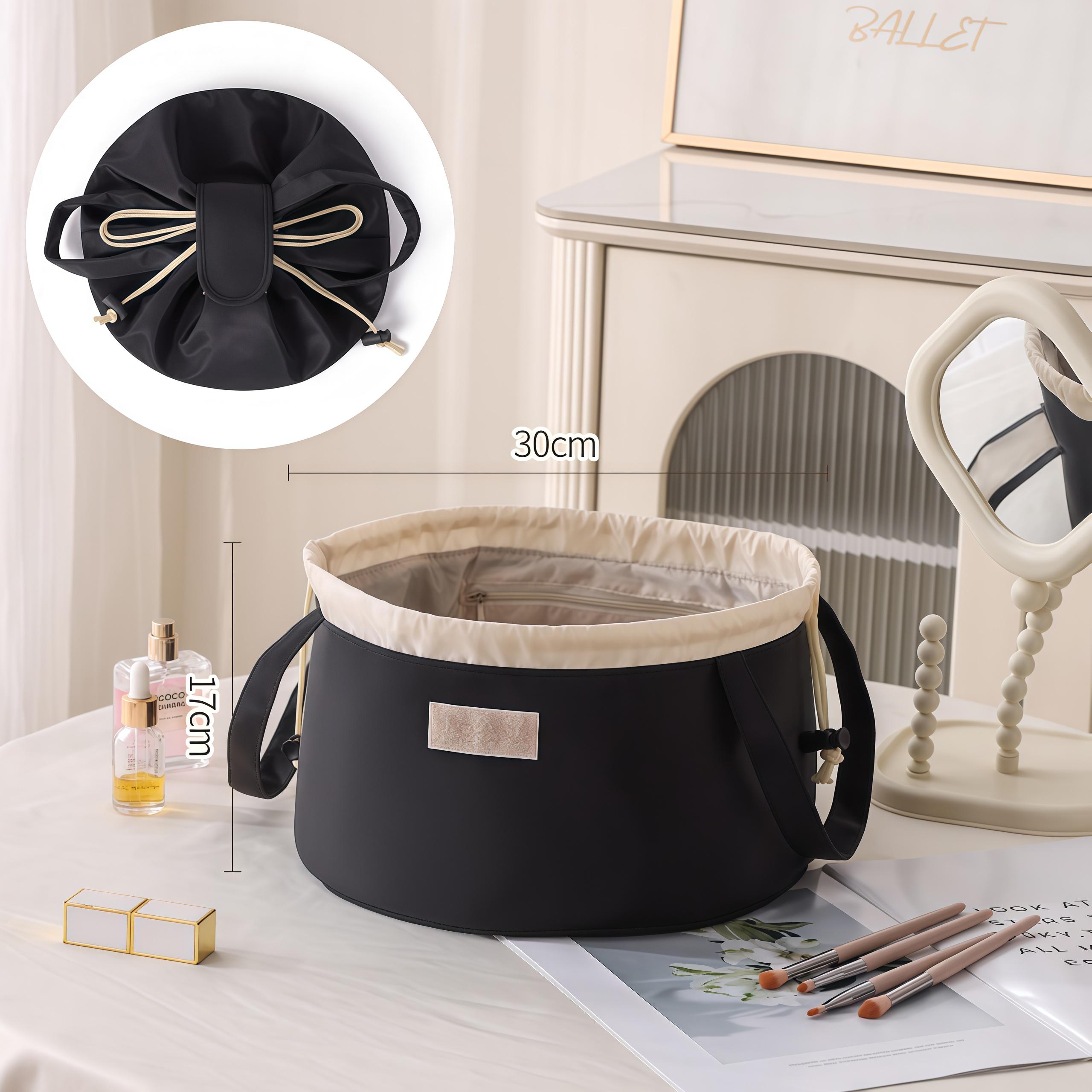 All in One Lazy Drawstring Waterproof Drawstring Makeup Bag with Large Capacity for Girls and Women Ideal for Home Business Trips Travel Organized Storage Hub Compact Design Stylish Durable drawstring purse.Christmas gift clear cosmetic everyday makeup