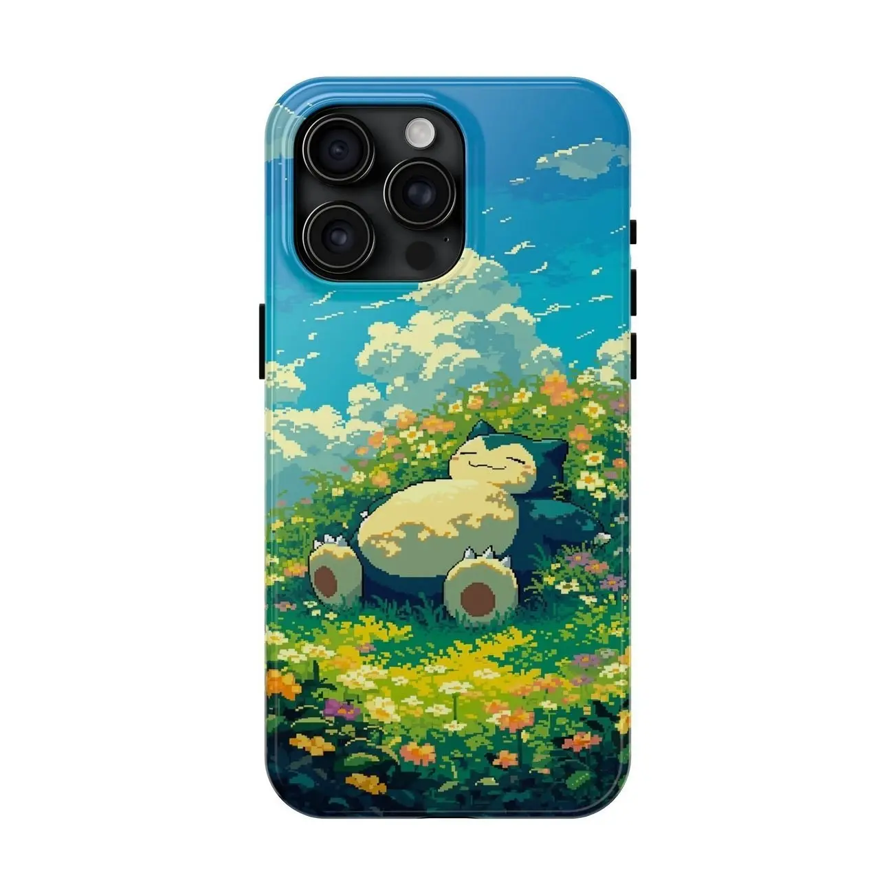 Snorlax Pixel Garden Case for iPhone 17 16 15 14 13 12 11 Pro Max Plus Mini X XR XS 7 8 Plus - Retro Pixel Art Pokemon Aesthetic Protective Soft Cover Accessories W