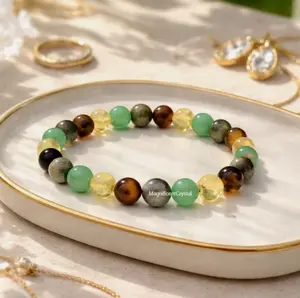 Premium Pyrite Tiger Eye Aventurine Citrine Bracelet Healing Reiki Crystal Gift Abundance Prosperity Career Success energy jewelry
