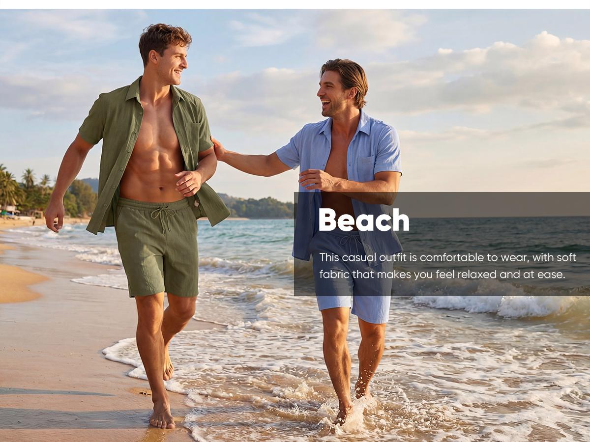 JMIERR Mens 2 Piece Short Sets Short Sleeve Shirts and Shorts Summer Beach Vacation Texture Outfits JMIERR Mens 2 Piece Short Sets Short Sleeve Shirts and Shorts Summer Beach Vacation Texture Outfits