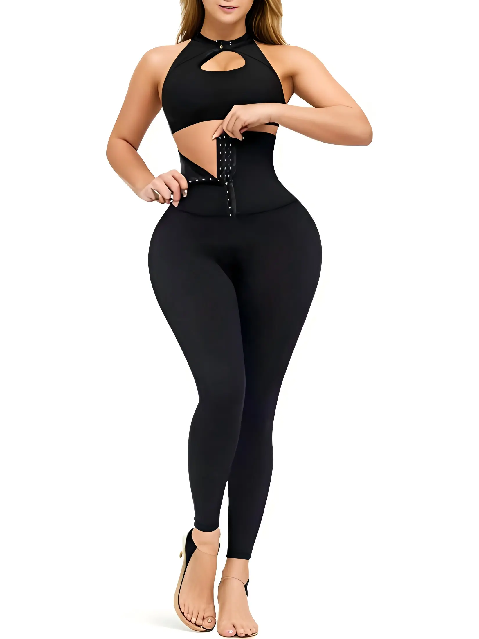 Women's High-Waist Leggings with Tummy Control and Hook-and-Eye Cincher, Seamless High Stretch Activewear for Yoga and Fitness, High Stretch Bottoms, Athleisure Style Bottoms tiktokshopbacktoschool,back to school,back to school haul