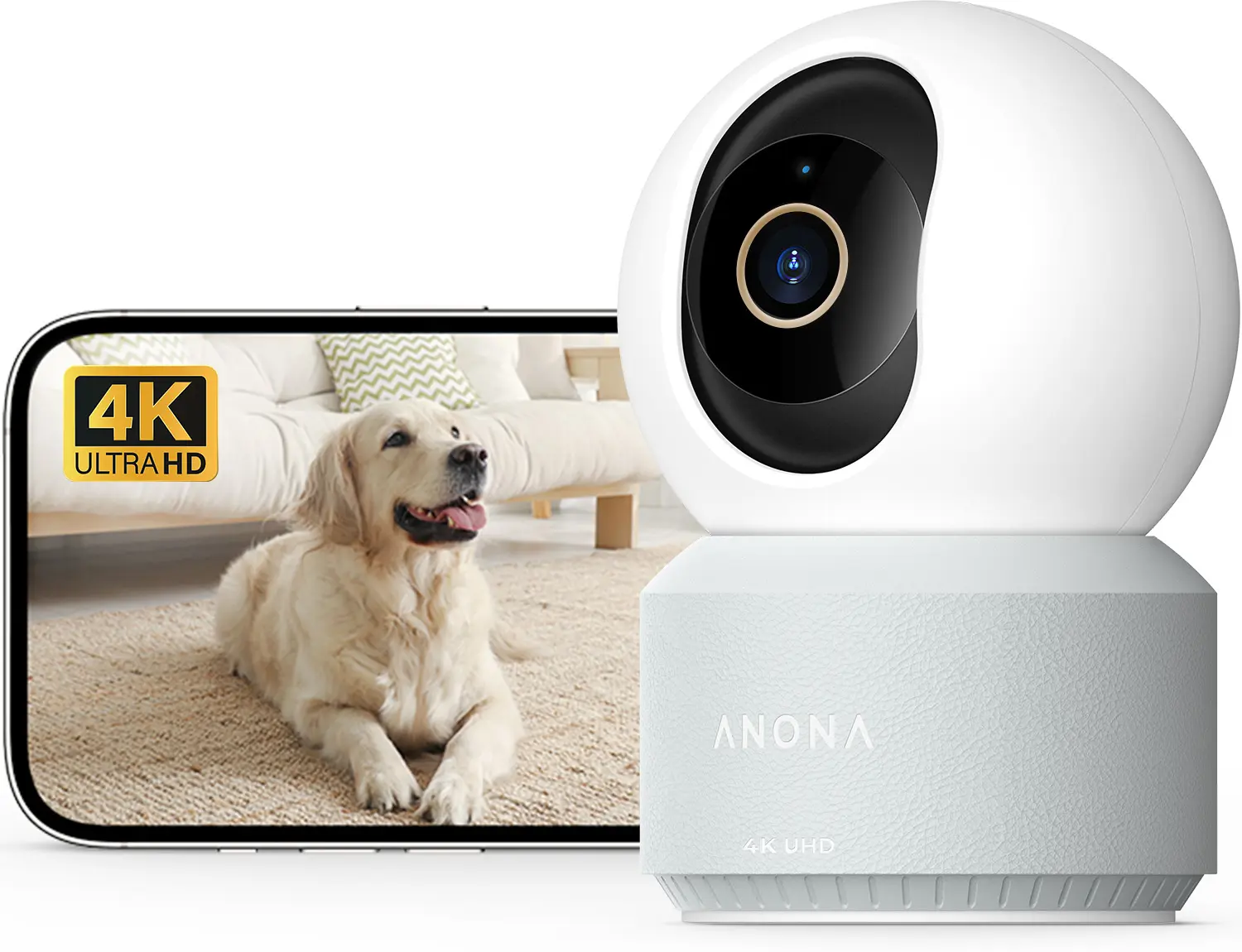 ANONA Pano 4K Security Camera Indoor 8MP 360° Pet Baby Monitor Wi-Fi6 Night Vision AI Detection Cloud SD Card Storage Alexa Google Home Compatible