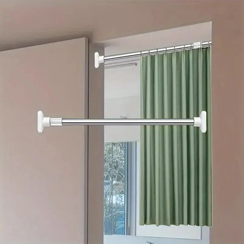 Telescopic Metal Closet Rod, Plastic Clothes Drying Rack, Durable Punch-Free Curtains Rack, Multi-Purpose Hanging Rack, Adjustable Clothing Racks, Heavy Duty Clothes Rack, Clothes Drying Pole