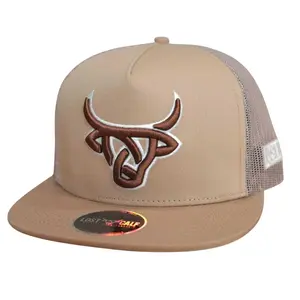 Lost Calf Unisex Highland Flat Neon Brown Mesh Back Snapback Patch Cap Hat