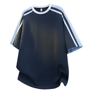 Men’s Short-Sleeve Minimalist T-Shirt — New Summer Loose Fit Casual Sports Crew Neck Patchwork Design Trendy Streetwear Unisex Colorblock Short-Sleeve Tee