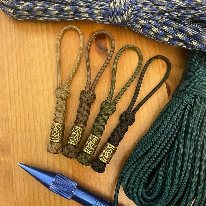 Paracord Knife Lanyard - Diamond and Snake Knot with Bronze Celtic Triangle Bead