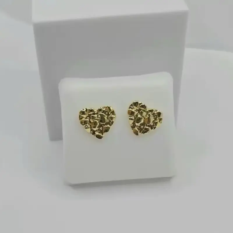 Gold Nugget Heart Earrings