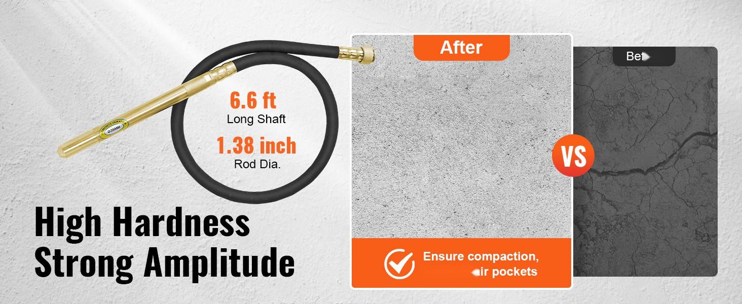 Handheld Concrete Vibrator 800W Electric Vibrator 13000 VPM With 6.6 Ft 2 M Shaft, Portable Pencil Type Cement Vibrator For Air Bubble Elimination, Concrete Mixing, Mortar Work, And Small Construction Projects