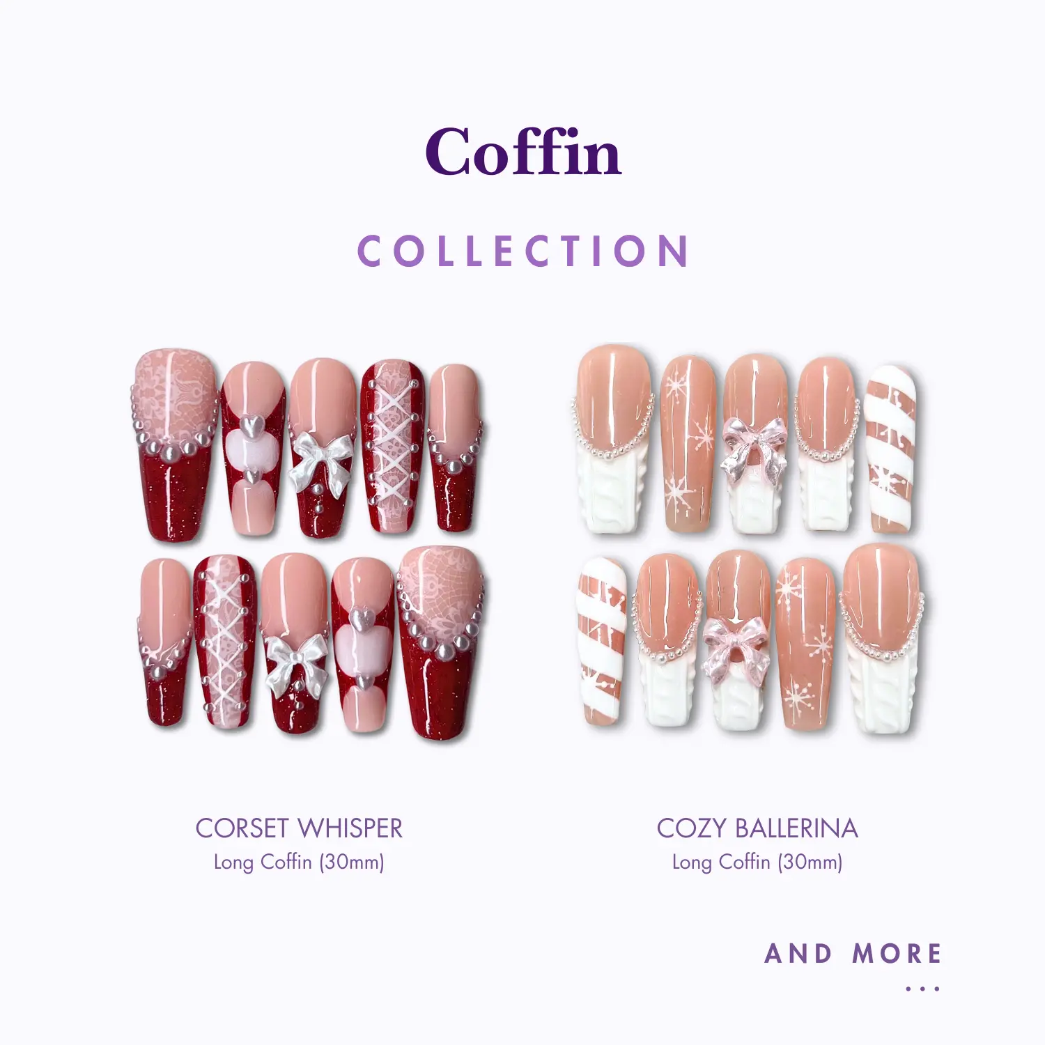NailPhoria COFFIN Collection - Handmade Press-On Nails | Reusable, Salon-Quality, Long-Lasting, Glossy Design