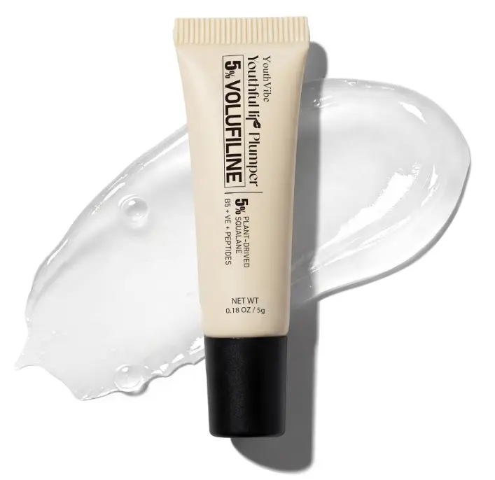 YouthVibe 5% Volufiline Lip Balm & Gloss, Hydrating Lip Care with Shea Butter, Collagen, Peptide & PDRN - Fuller-Looking Lips Over Time, No Burning or Tingling, Non-Sticky Essence - Clear