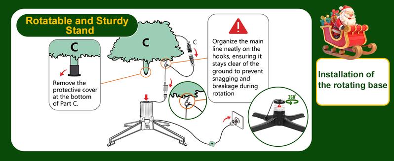 【Local Delivery】Clearance Sale 6/7.5/9 FT Artificial PE+PVC Fir Greet Foliage Prelit Blinking Christmas Tree with 12 Lighting Modes Warm White Lights & Rotating Stand, Holiday Xmas Decor