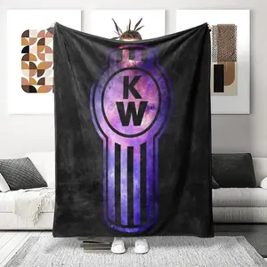 Kenworth Truck Logo Bed Blanket, Soft Patchwork Bedroom Blanket, Cute Fun Room Decor Flannel Blanket, Perfect Gift for Kids and Family
