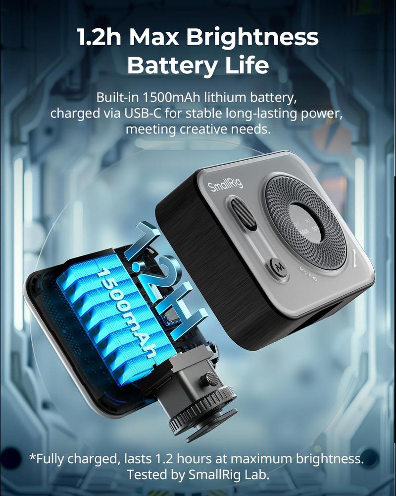 SmallRig P96 LED Mini Ring Light, Video Light,96 LED beads for Photography Video Lighting, Rechargeable 2200mA CRI 95 + 2700-6500K w 3 cold shoes Christmas gifts  Portable Camera Accessories Videography Equipment Vlogging Kit