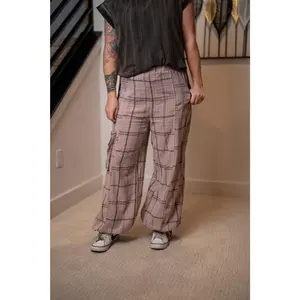 Easel Plaid Mineral Washed Pants